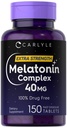 Carlyle Melatonin 40mg Complex | 150 빠른 용해 정제 | 추가 강도 지원 | Ashwagandha 및 Chamomile | 채식주의, 비 GMO, 글루텐 무료 보충