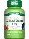 자연의 진실 멜라토닌 5mg 빠른 용해 정제 | 200 개 | 천연 베리 맛 | Vegan, Non-GMO & 글루텐 무료 보충