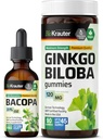 BIO KRAUTER Bacopa Tincture 2 Fl. Oz. & 은행나무 Biloba 90 Gummies