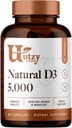 Utzy Naturals D3 5,000 IU | 비타민 D Cholecalciferol | 미국에서 제작 | 제3자 시험 | 60 캡슐