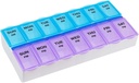 EZY DOSE 주간 (7 일) AM/PM 매일 알약 상자, 약 플래너, Vitamim, 물고기 기름, 보충 주최자 콘테이너, 큰 격실, 2 시간 일, 파랑 및 자주색 뚜껑, BPA는 해방합니다