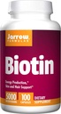 Jarrow Formulas Biotin 5000 mcg - 100 Veggie Caps, 2 팩 - 지원 피부 & 머리 성장, lipid Metabolism & 에너지 생산 (ATP) - 200 총 서빙