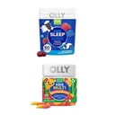 OLLY Kids Sleep Gummy, Melatonin, L Theanine, Chamomile, 60 Count and Kids Multivitamin Gummy Worms, 비타민 A C D E B 아연, 70 카운트