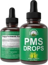 PMS 기복 9-in-1 액체 하락 보충교재. 9 여자를 위한 기간 주름 고통을 지원하는 초본 성분. Vegan, 유기 Chaste Tree Berries, Cramp Bark, Yam Root, Nettle Leaf를 가진 Zero Sugar 비타민