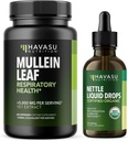 HAVASU NUTRITION Mullein 잎 캡슐 + Nettle Liquid Drops 호흡 건강 번들