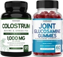 Colostrum (120 조사) 성인과 글루코사민 Chondroitin (60 Gummies)를 위한 Bovine Colostrum 캡슐은 맛있은 라즈베리 풍미를 가진 남자 & 여자를 위한 합동 보충교재 - Vegan 안전한 & 미국에서 만들었습니다