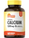 Sundance 칼슘 1200 mg 비타민 D3 5000 IU | 60 흡수성 Softgels | 비 GMO & 글루텐 무료 보충