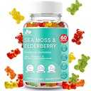 BIO VITALICA Sea Moss Gummies Elderberry BioVitalica - 비타민 C D + 아연 - 아일랜드어 Seamoss Vegan Gummy with Sea Moss Gel & Immunity, Detox - 성인 및 어린이를위한 분말