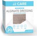 JJ CARE 실버 칼슘 Alginate Wound Dressing (Pack of 20) 4x5, 실버 Alginate Wound Dressing 개별적으로 Packed, 높은 흡수성 비-Adherent Bandages for Wound Care