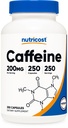 Nutricost 카페인 알약, 서빙 당 200mg (250 모자)