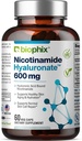 Nicotinamide Hyaluronate 600 mg 60 Vcaps - 천연 홍조 무료 | 글루텐 프리 니코티노이드 니코인 | 히알루론산 | 지원 피부 건강 | 건강한 세포 수리 지원