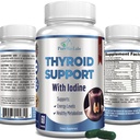 Iodine와 Thyroid 지원 - Metabolism 부스터, 에너지 부스터, 증가 초점 - 프리미엄 비 GMO Thyroid 보충 60 캡슐