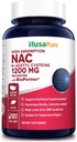 NusaPure N-Acetyl Cysteine (NAC) 1200mg 180 Veggie 모자 (Vegetarian, Non-GMO, 글루텐 무료) Bioperine