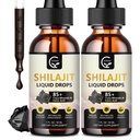 (2-Pack) 높은 힘 Shilajit 순수한 Himalayan 유기 액체 보충교재, 남자 & 여자를 위한 Shilajit 수지 하락, 최대 힘 85+ 청결한 추적 무기물 & 에너지, 대사 & 면역성이 있는 지원을 위한 Fulvic 산