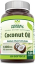허브 시크릿 코코넛 오일 1000 Mg 120 Softgels 보충교재 | Non-GMO | 글루텐 프리 | 미국