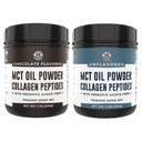왼 해안 성과 초콜렛 MCT 기름 분말 & 교원질 펩티드, 1lb + Unflavored MCT 기름 분말 & 교원질 펩티드, 1lb