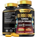 Berberine 보충교재 - 7in1 공식 - Turmeric, Royal Jelly, Ceylon Cinnamon, Ginkgo Biloba, Ginger & Black Pepper와 결합 - 소화 건강, 면역 지원 - 120의 캡슐