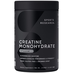 스포츠 연구 크레아틴 Monohydrate - 이익 Lean 근육, 성과와 힘 및 지원 운동 회복* - 5개 g Micronized 크레아틴 - 17.64 oz