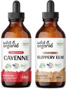 야생 & 유기 Cayenne Pepper Tincture 4 fl oz & Slippery Elm Tincture 4 fl oz