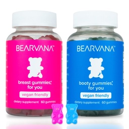 BEARVANA Top & Peach Support Combo Pack Gummies for Women | Fenugreek, Maca & Fennel 포함 9 초본 추출물 | 필수 비타민 | 베리 맛 | 2-Pack (120 구미)