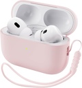 AirPods Pro 2 Case 2022, AirPods Pro 2nd Generation Case, Front LED Visible Skin Cover-Pink 용 전체 보호 하이브리드 실리콘과 호환