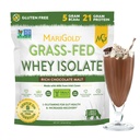 MariGold Grass-fed Whey Protein Isolate Powder - 리치 초콜릿 말트 맛 - 1 Lb | 100 % 순수, 냉간 가공, 마이크로 필터링, Undenatured, Non-GMO, rBGH 무료, Soy Free, Gluten Free, Lactose Free