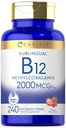 Carlyle B12 비타민 2000 mcg | 240 빠른 용해 정제 | Sublingual Methylcobalamin | Berry flavor | 채식주의, 비 GMO 및 글루텐 무료 보충