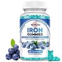 철 Gummies - 칼슘, 아연, Folate & 비타민 B12, C, B6 성인 & 아이 - 철 결핍, 빈혈, 보건 - 블루 베리 맛, 60 구미에 대한 혈액 빌더 및 에너지 지원