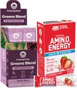 Optimum Nutrition Essential Amino Energy Plus Electrolytes Stick Packs, Energy Powder, Strawberry Burst, 7 Count Greens Superfood Antioxidant : 달콤한 Berry, 15 서빙