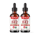 LIQUIDHEALTH USDA 유기 메틸 비타민 B12 Tart 버찌 주스를 가진 Methylcobalamin 액체 하락 - 부스트 에너지, 면역 지원, 개량 기억 & 농도 - 미국 만들어, 비 GMO (2 팩)