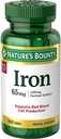 자연의 Bounty I.Ron 65mg, 325 mg 철 황산염 - 세포 에너지 지원 - 65mg - 100 정제.