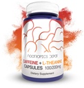 Nootropics Depot Caffeine 및 L-Theanine 캡슐 | 60 알약 | 카페인 100mg 및 L-Theanine 200mg | 천연 보충 | 에너지 부스터 | 정신 초점 + 경고 | 커피 대안