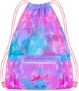 어린이용 PASHOP Drawstring 배낭, 소녀 메쉬 비치 가방 수영, 대형 체육관 Drawstring 가방 Cinch Sack 소녀용 (Unicorn)