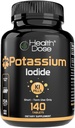 건강 복용량 칼륨 Iodide (KI) - 130mg, 140 정제 - 짧은 Term Thyroid 보호, Iodine 보충교재 & Thyroid 건강 지원. 가득 차있는 달 공급.