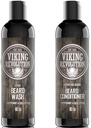 Viking Revolution Beard 샴푸 및 컨디셔너 세트 - 건강한 Beard 성장을 위한 Argan & Jojoba 오일을 가진 최고 수준의 Beard Care Kit, Itching 또는 Irritation, Rich Lather, Eucalyptus Scent (10 oz)