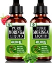 (2 팩) 에너지, 정신 면역 면역 지원, Moringa 잎 추출물 6X 흡수 분말 캡슐, 여자 남자를 위한 녹색 Superfood 보충교재를 위한 유기 Moringa 액체 하락