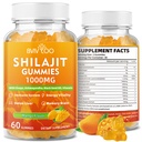 Shilajit Gummies 1000mg Sugar Free - 남성 및 여성을위한 Shilajit 보충 - 85 + Trace Minerals & Fulvic Acid - 에너지, 두뇌, 면역 - 60 Gummies