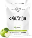 근육 효모 Creapure - Micronized Creatine Monohydrate Powder | Premium Pre-Workout 또는 Post-Workout | 여성 및 남성을위한 맛 있는 크레아틴 | 믹스, 글루텐 프리, 안전 및 순수 (녹색 애플, 250g)