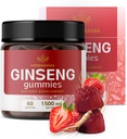 HERBAMA Panax Ginseng Gummies - 1500mg 에너지 지원을위한 한국 빨간 인삼 뿌리 - Vegan, Non-GMO Red Panax Immune 지원 보충교재 - 60 Pectin 기반 Strawberry-Flavored Chews