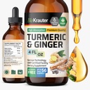 BIO KRAUTER® Turmeric 및 Ginger Supplement - Pepper 4 Fl.Oz 56 Days of Supply가있는 순수한 Vegan 액체 Turmeric & Ginger Tincture - 공동 지원, 산화 방지제 및 면역 지원을위한 Curcumin Drops