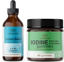 HERBAMAMA 레몬 발름과 이오딘 키트 - 레몬 발름의 번들 4 fl oz & 칼륨 이오딘 구미 - Vegan, Non-GMO, 알코올 및 젤라틴 - 무료 - 2 팩