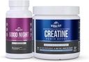 Good Night Natural Sleep Aid (60 캡슐) & Micronized Creatine Monohydrate Powder (150g) 번들 – Melatonin, Ashwagandha & L-Theanine, Plus Pure Vegan Creatine와 자연 수면 지원 강화