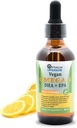 OU Vegan 오메가 3 드롭 - 레몬 맛, EPA, DHA 및 DPA와 유기 물 배출 조류 오일 - 심장, 두뇌 및 관절 건강을위한 식물 기반 액체 비타민 - 60 복용량