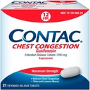 Contac 가슴 혼잡, 최대 힘 Expectorant 통제 기침과 얇은과 Loosens Mucus의 장시간 방출 정제, Guaifenesin 1200 mg의 장시간 방출 정제, 21 조사