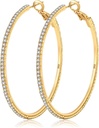 MOROTOLE 14K 골드 라인 스톤 후프 귀걸이 - 패션 얇은 빅 후프, Hypoallergenic, 20/30/40/50/60/70mm