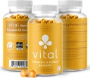 WellPath Vital Turmeric Gummies + Ginger - 합동 지원 Curcumin 보충교재, Turmeric Curcumin C3 Complex, 캡슐, 심황 & 생강 뿌리, 열대 풍미 Chews, 채식주의자, 60 Ct에 맛있는 대안
