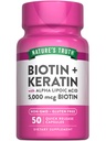 Nature's Truth Biotin 5000 mcg | 50 캡슐 | Keratin 및 Alpha Lipoic Acid | 비 GMO 및 글루텐 무료 보충