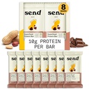 Bar Plant-Based Vegan Healthy Protein Bar를 녹색으로 보내십시오 (Peanut Cacao Crunch, 8 Bar) - Real Ingredients, ZeroAdd Sugar, Gluten-Free, Dairy-Free