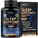 성인 550mg의 수면 약 - Melatonin 3mg | 수면을위한 발레단 뿌리 | L-Theanine | 마그네슘 - 자연 수면 보조 보충교재 - 금연 형성 휴식 지원 - 미국 - 1 / 일, 2 개월 공급