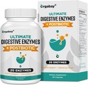 Orgabay는 Postbiotics 1000mg, 20 Enzyme 혼합, Optimal 소화 및 Gut 기능, 60 Veggie 캡슐